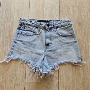 Alexander Wang Light Blue Frayed Jean High Waist Shorts Sz 24